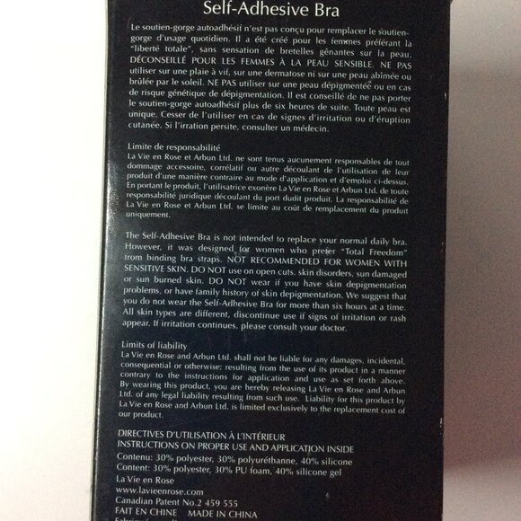 La Vie en Rose Self-adhesive Bra (Size D/ Black) - Picture 6 of 9